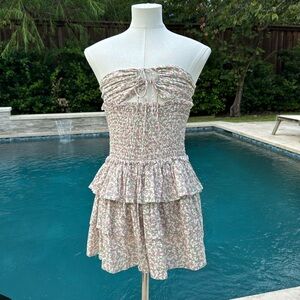 Sky to Moon Floral Sun Dress Smocked Size S